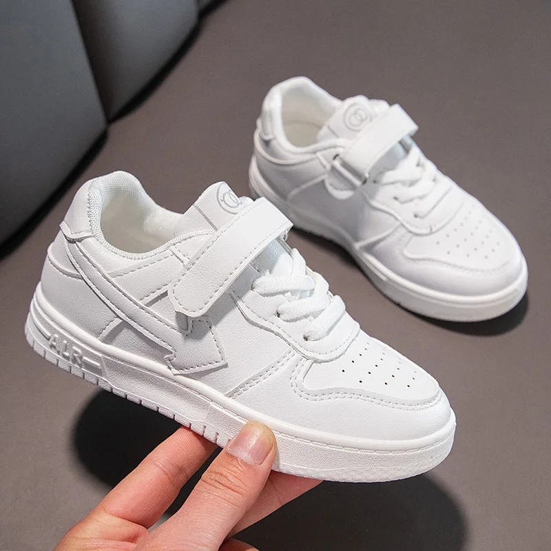 

Кроссовки детские из дышащей кожи, повседневная износостойкая обувь для начинающих ходить детей, для мальчиков и девочек, белые