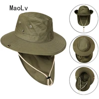 men summer sunshade hat outdoor fishing hiking safari cap quick drying sun hat neck protection visor breathable bucket hat gorro