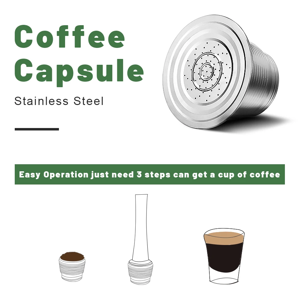 

Многоразовые кофейные капсулы из нержавеющей стали для Nespresso Inissia & Fairy, многоразовые металлические кофейные фильтры, аксессуары для кофе Icafilas