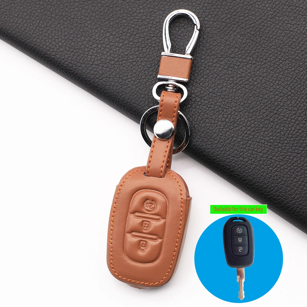 Кожаный чехол для автомобильных ключей 100% дюйма Renault Duster Sandero Captur Logan Clio Laguna Scenic 2016