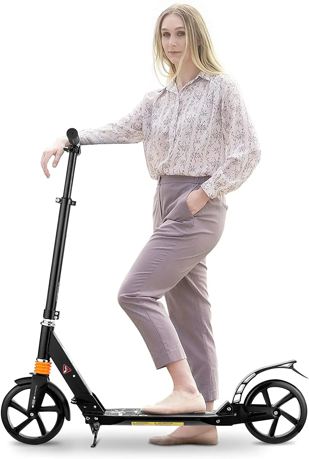 

Scooters for Adults Teens, Kick Scooter with Adjustable Height Dual Suspension and Shoulder Strap 84 inches Big Wheels Scooter S