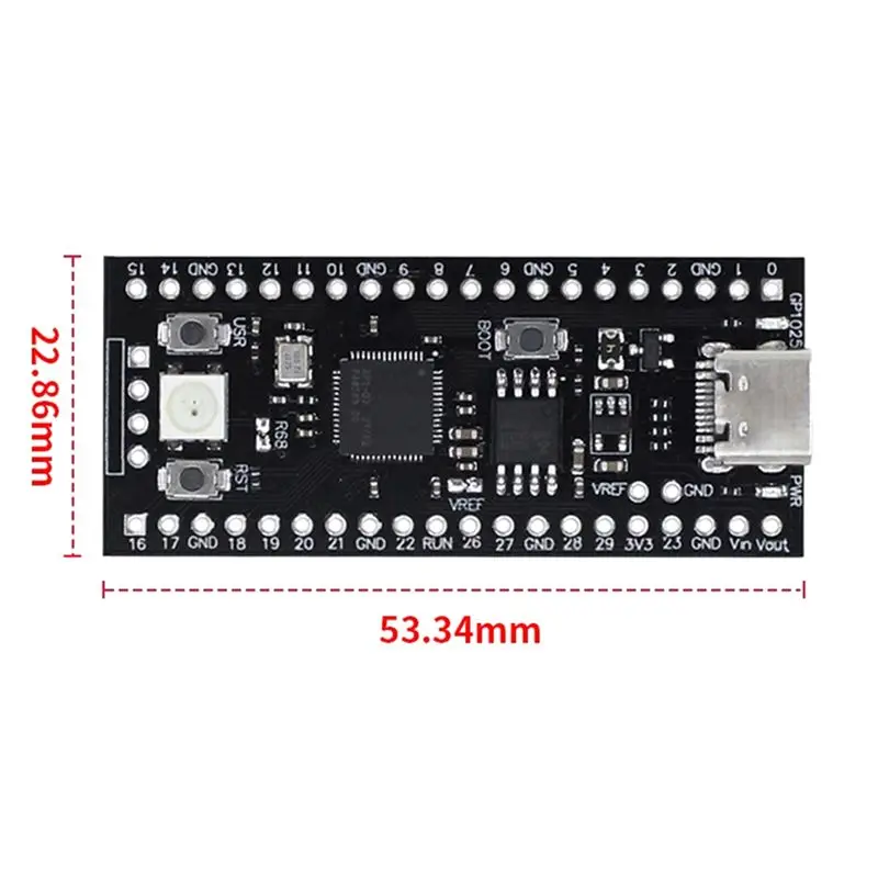 Фото (A01R) Плата для разработки Raspberry Pi YD-RP2040, 16 МБ флэш-памяти, двухъядерный микроконтроллер ARM 264 КБ, материнская плата №1