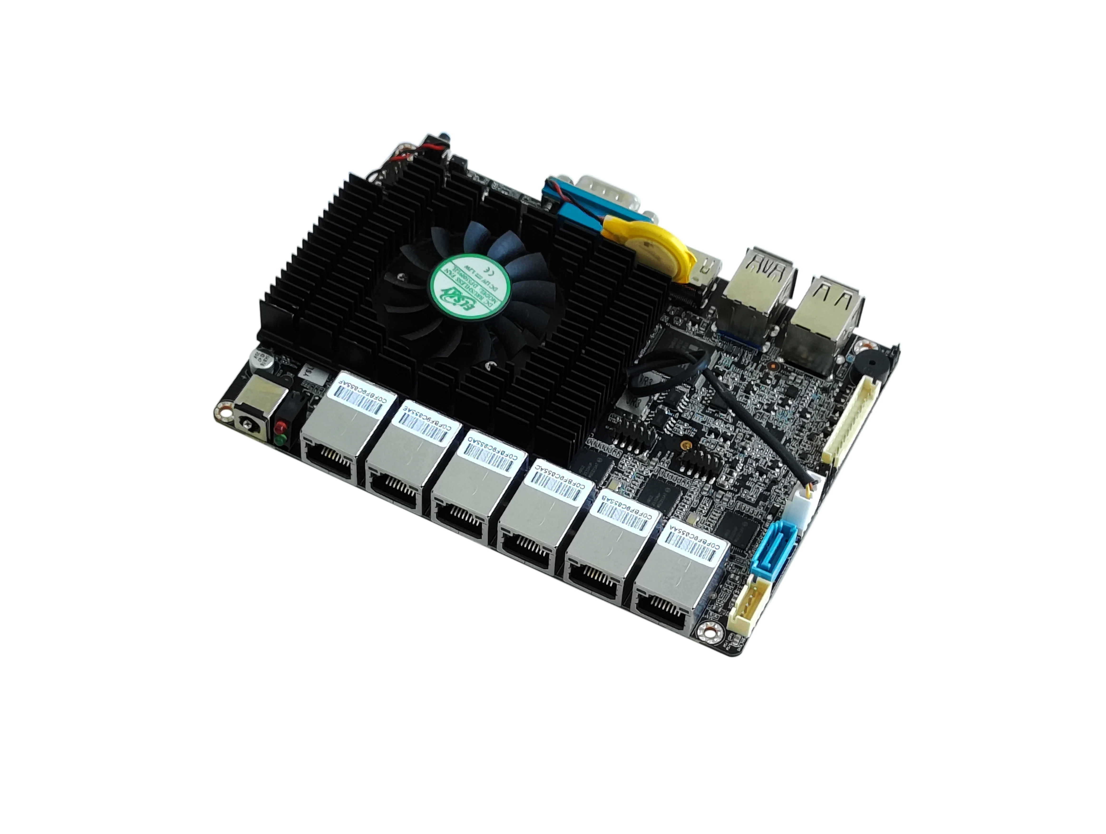 Фото Тонкая безвентиляторная материнская плата Mini ITX с 6 LAN портами (6*1GbE), 4 USB, поддержкой Mini-PCIE, Wi-Fi и 4G/3G для серверов или фаерволлов №5