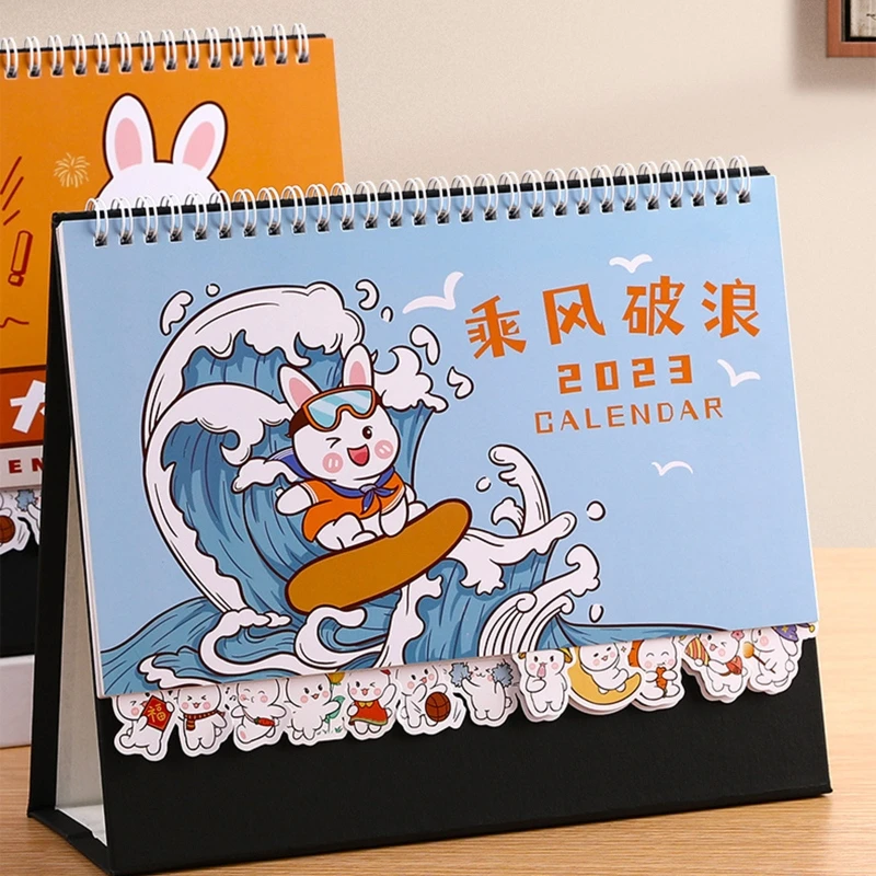 

2023 Desk Calendar from Aug 2022 to Dec 2023 Standing Calendar Planner with Cartoon Monthly Tabs for Office School Home H8WD