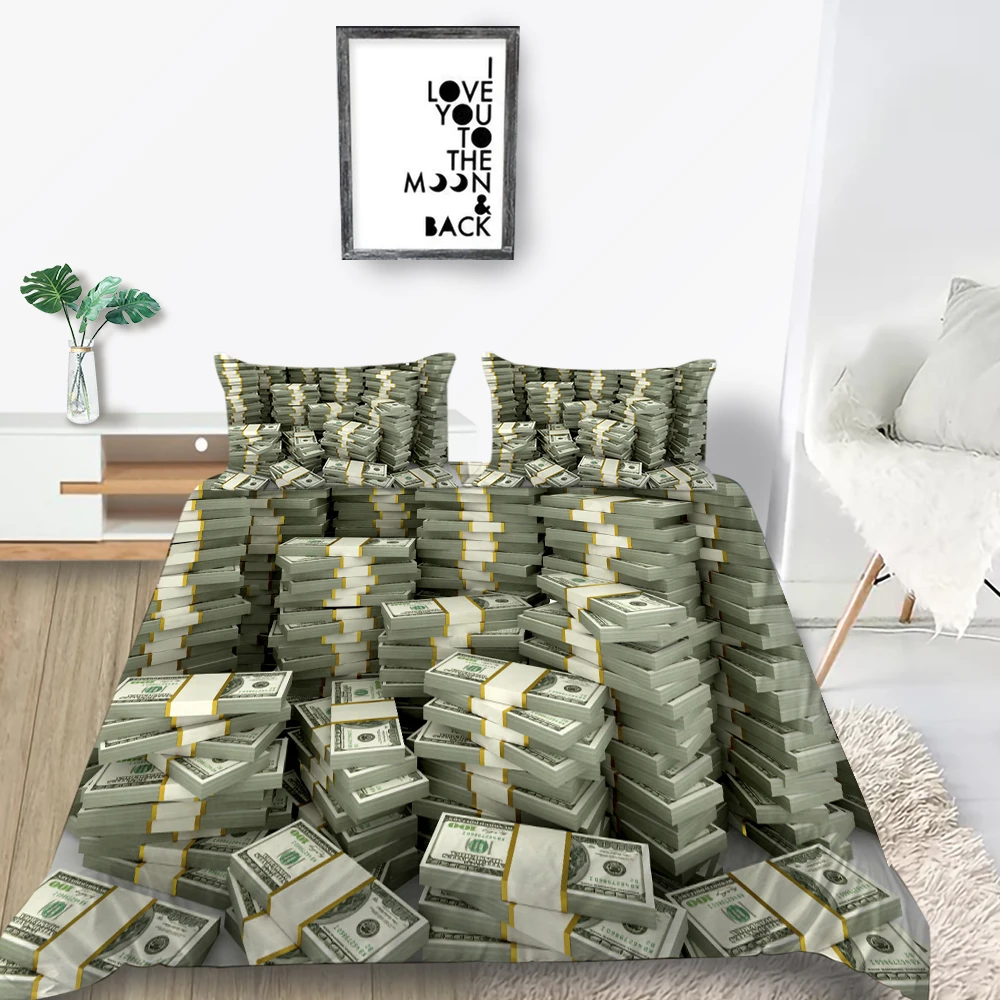 

Money Bedding Set High End 3D Duvet Cover Pillowcase Sheet Luxury Fashionable King Queen Twin Full Single Double Design Bed Set