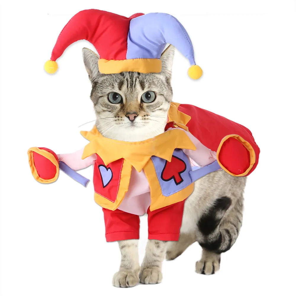 Pet Small Dog Cat Costume Clown Cotton Hoodies Clothing Halloween Jumpsuit Puppy Clothes Funny Coat Dog Costume