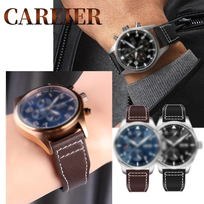 IWC Suitable For IWC Leather Watch bands 20mm 21mm Bronze Spitfire pilot Little Prince Mark Watch Strap Bracelet Accessories