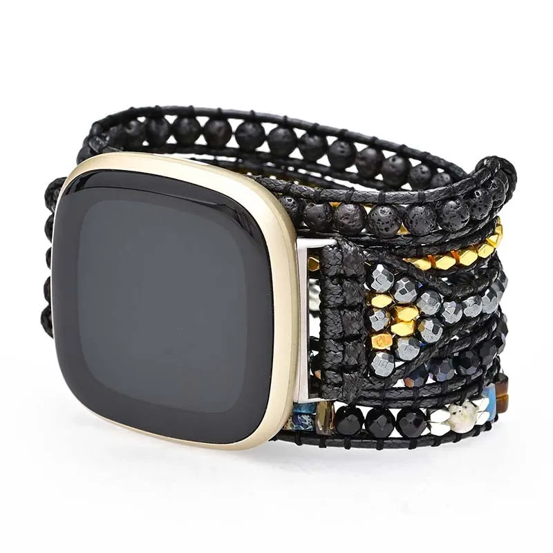 Natural Volcanic Stone Weave Strap For Fitbit Versa 1 2 3 Band Bracelet Watchband Wristband For Fitbit Sense/Versa Lite Strap