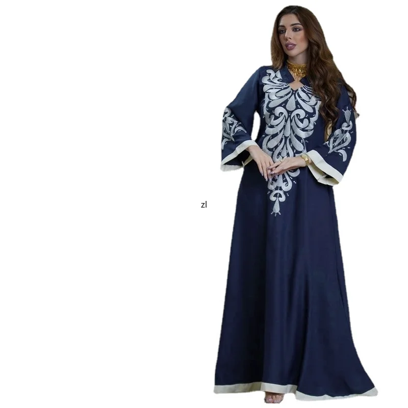 

Robe Muslim Abaya Dubai Embroidered Kebaya Dress Long Sleeve Gowns Moroccan Kaftan Islam Oman Qatar Ladies Dresses