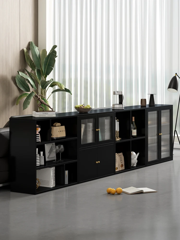 

XL Solid Wood Floor Display Cabinet Modern Living Room Side Cabinet Bookcase Square Lattice Cabinet