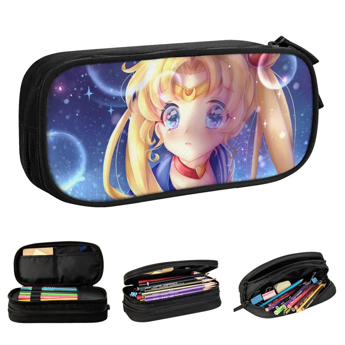 

Cute Anime Pencil Cases Moon Girl Pencilcases Pen Box for Girls Boys Big Capacity Pencil Bags School Supplies Zipper Accessories