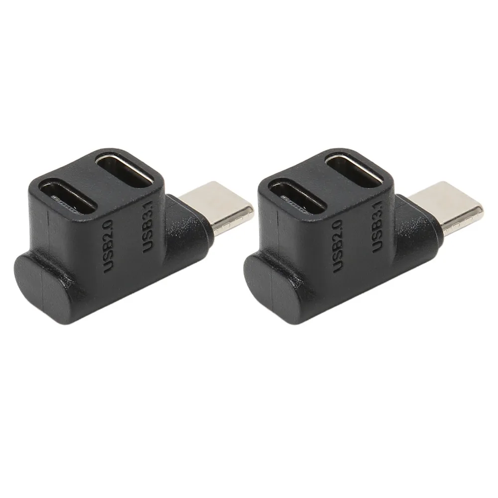 Фото 2 шт. USB-C адаптер 10 Гбит/с, 4K@60 Гц, 100 Вт, угловой, USB 3.1 Type-C (штекер) на USB-C 3.1 USB-C 2.0, 90 градусов №1