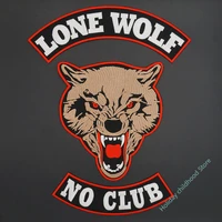 lone wolf no club back embroidered iron decal sewing label motorcyclist patch clothing clothing accessories badge