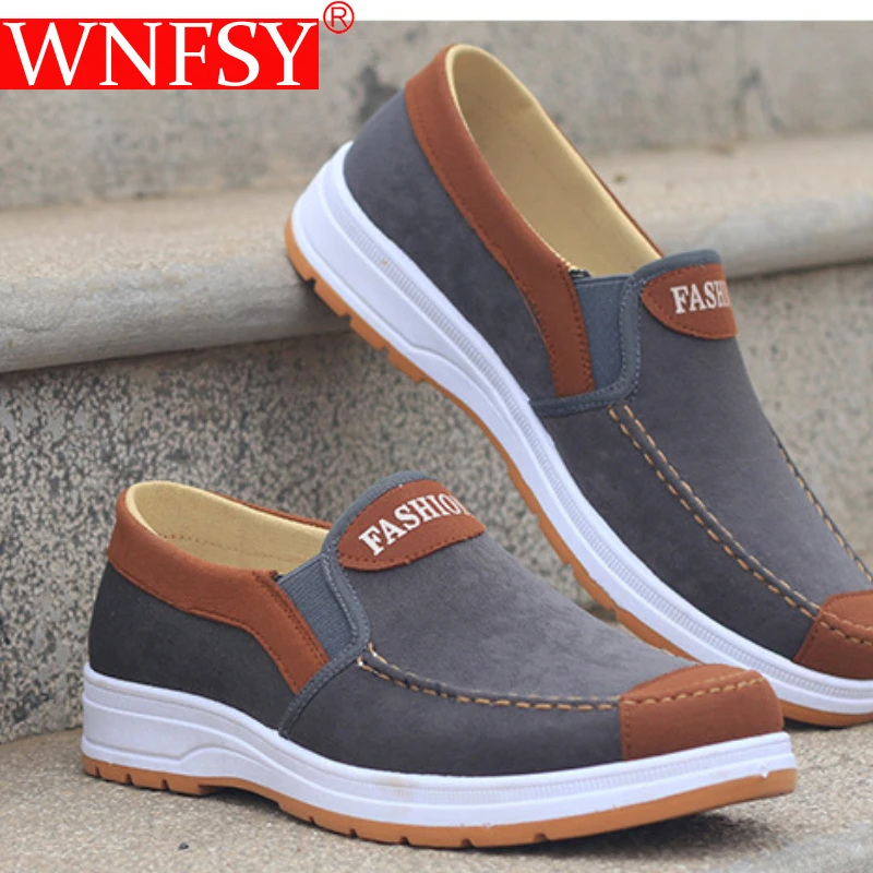 

Мужские парусиновые туфли Wnfsy, Модные дышащие удобные нескользящие ретро кроссовки с круглым носком, Рабочая обувь для мужчин