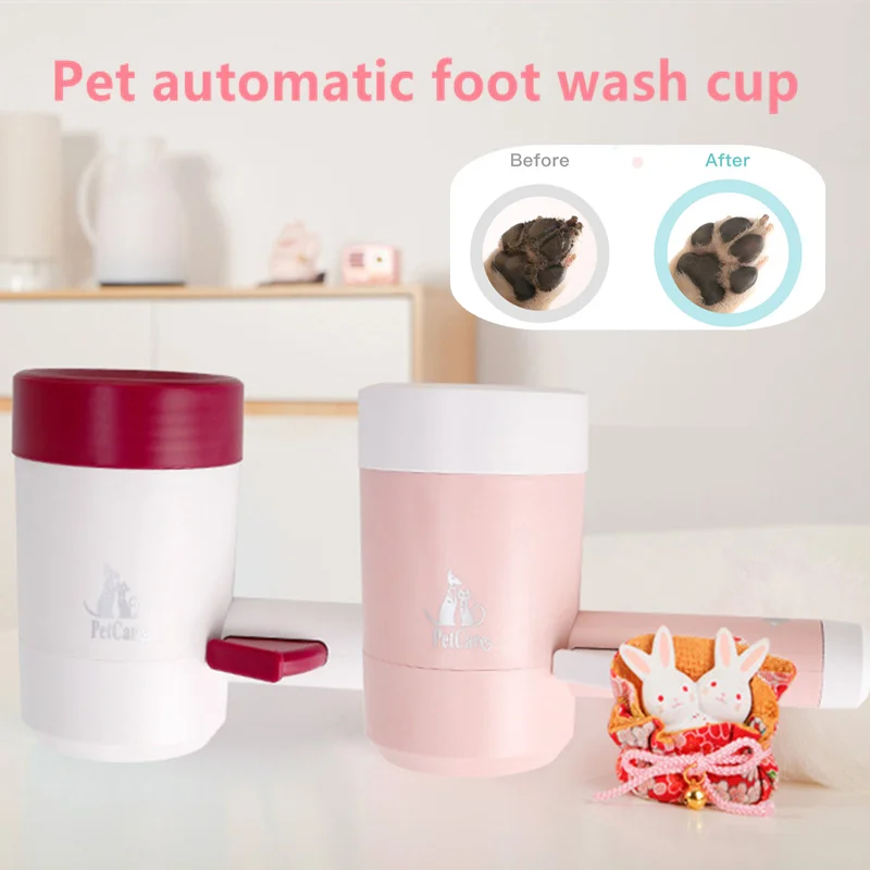 

New Pet Dog Paw Cleaner Cup Soft Silicone Foot Washer Clean Dog Paws One Click Manual Quick Feet Wash Cleaner Outdoor Portable