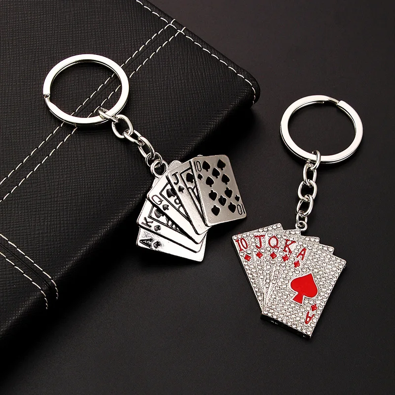 Креативная задняя звезда в форме сердца, простой металлический брелок для ключей JQKA для женщин и мужчин, подвеска для автомобильной сумки, телефона, подарки