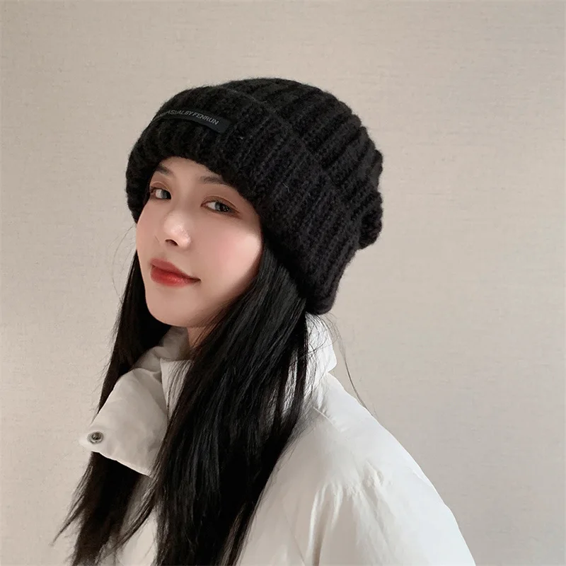 

Solid Color Baggy Slouchy Knitted Beanies For Women Girl Autumn Winter Ear Warmer Skullies Caps Fashion Ski Snow Crochet Bonnet
