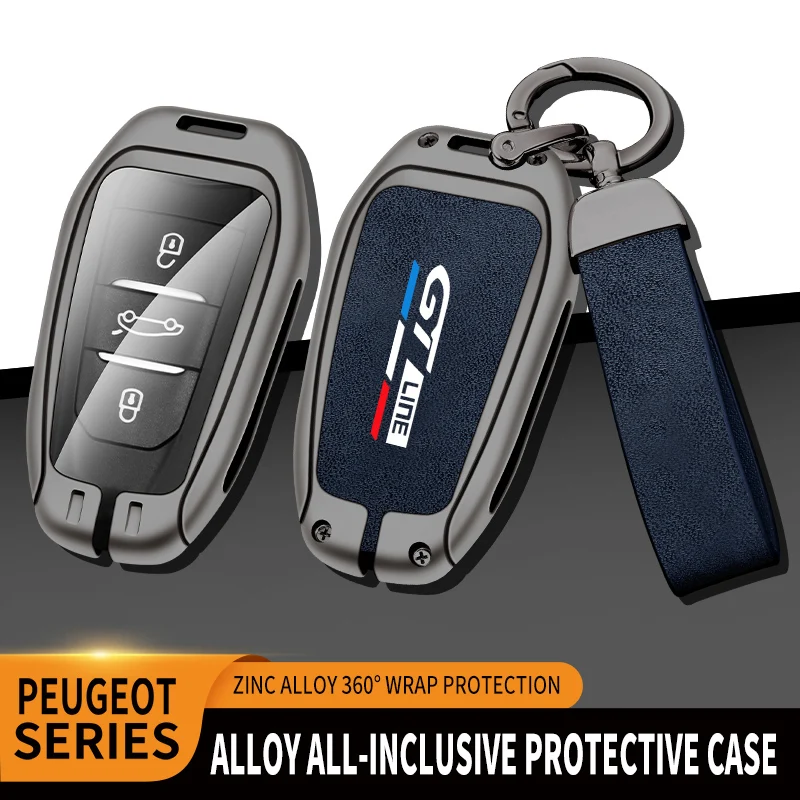 

Car Zinc Alloy Key Case Bag For Peugeot GTLine 407 607 208 308 408 508 608 2008 3008 4008 5000 8 RCZ Car Key Chain Metal Key She
