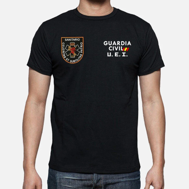 

Camiseta España Guardia Civil UEI Sanitario Insignia. 100% Algodón De Alta Calidad, Cuello Redondo, Suelto Casual Top