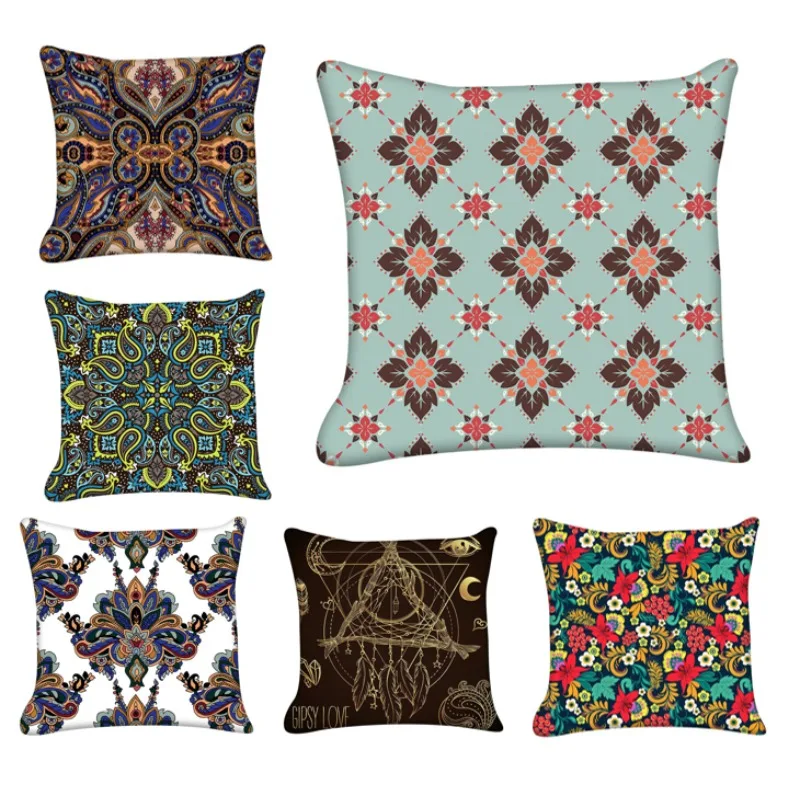 

Наволочка с мандалой в богемном стиле, подушка с загадочным рисунком, Обложка в полоску с абстрактным рисунком, домашний декор, двойная кровать, диван B0027G