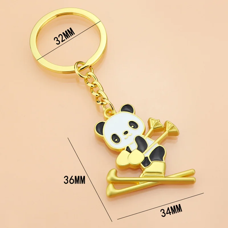 Милый брелок для ключей в виде панды катания на сноуборде кемпинга пешего