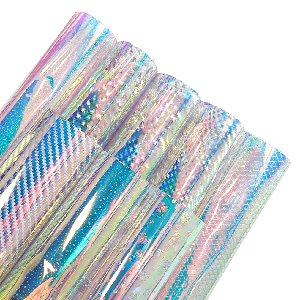 

Полупрозрачные голографические листы из искусственной кожи, ПВХ-винил, цветная мягкая пластиковая пленка, ткань для изготовления сумок своими руками, 46*135 см