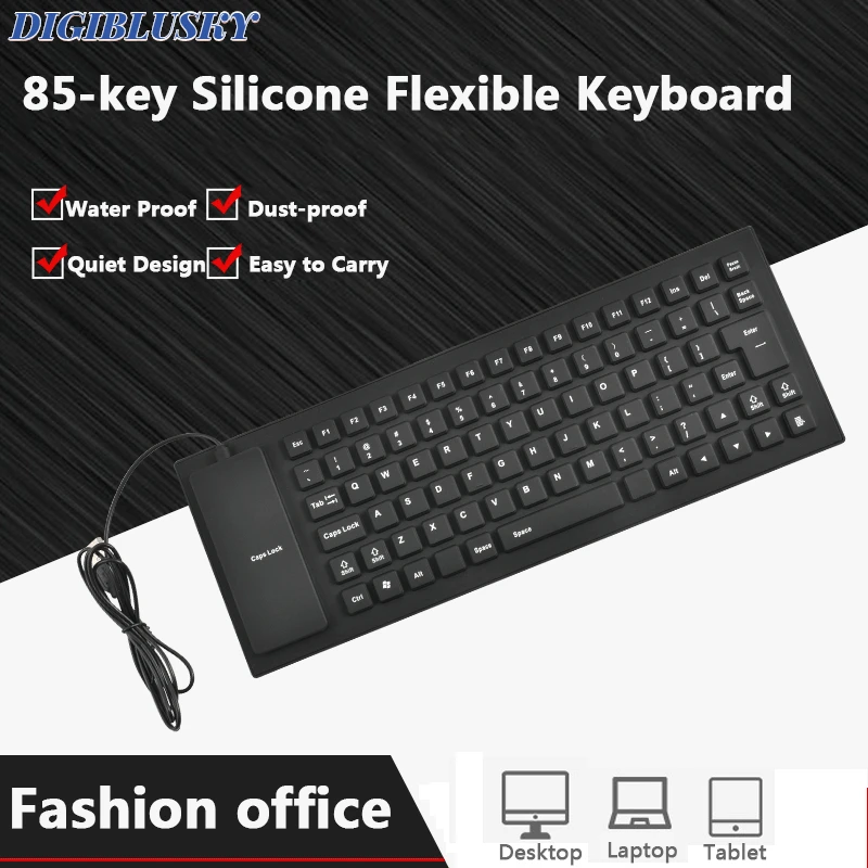 

85-Key USB Wired Keyboard Foldable Silicone Portable Mini Keyboard Waterproof Silent Keypad For Android Windows Tablet Laptop PC