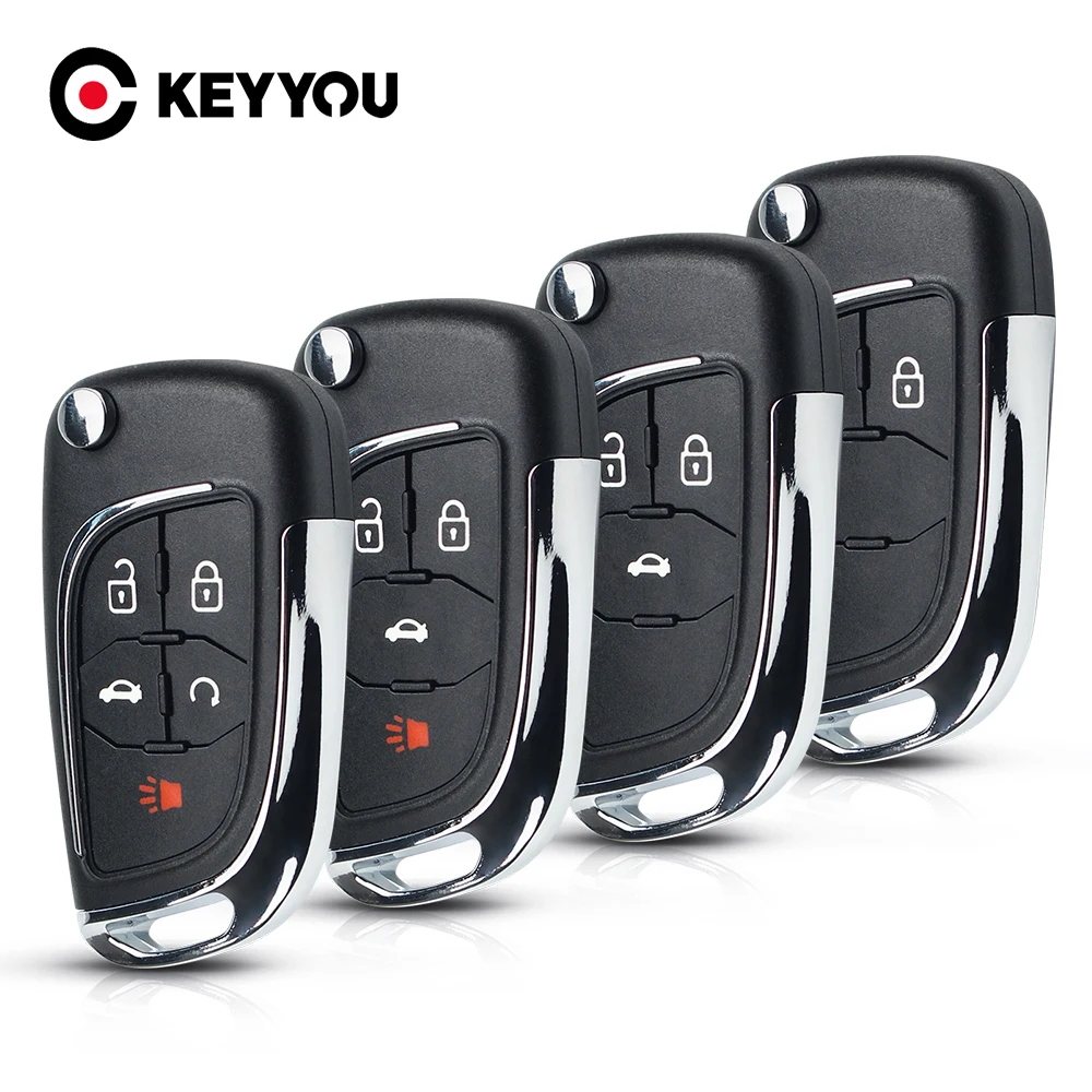 

KEYYOU 5 X Modified Flip Car Key Shell For Chevrolet Cruze Epica Lova Camaro Impala For Opel 2/3/4/5 Button Uncut HU100 Case