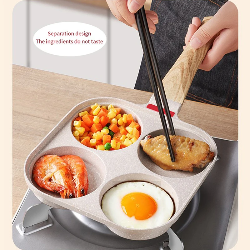 

1set Cooking Pans Egg Ham Steak Maker Thickened Breakfast Pan Four-hole Pan Non-stick Pan Cookware Frying Pot Egg Omelet Pancake