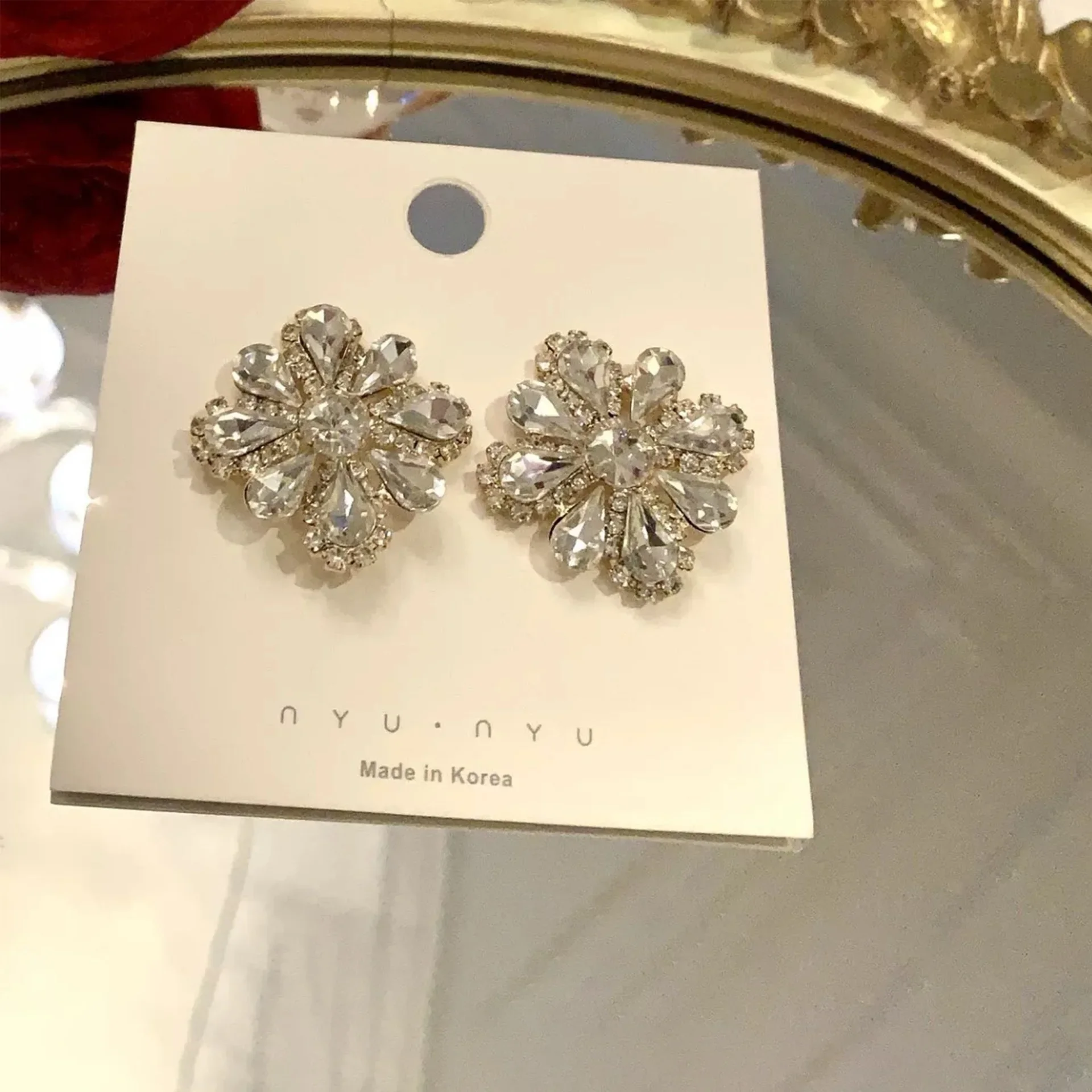 2024 новые серебряные серьги-иглы с кристаллами и цветком S925 корейский стиль