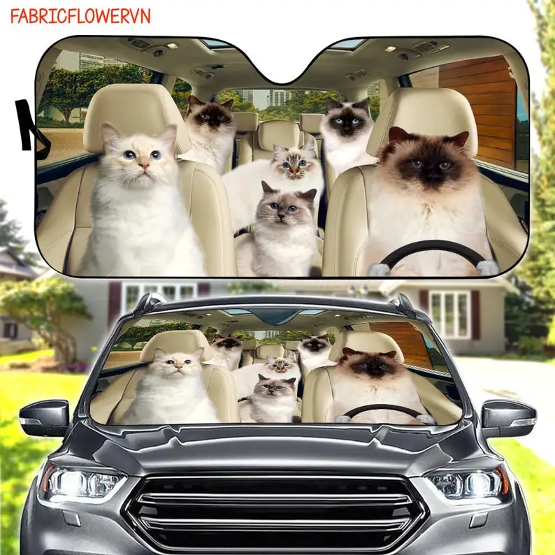 

Birman Cat Car Sunshade, Birman Cat Car Decoration, Birman Cat Windshield, Cat Lovers Gift, Cat Car Sunshade, Gift For Mom, Gift