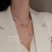 south korea east gate fashion new love pearl chain splicing necklace neck chain net red temperament necklace