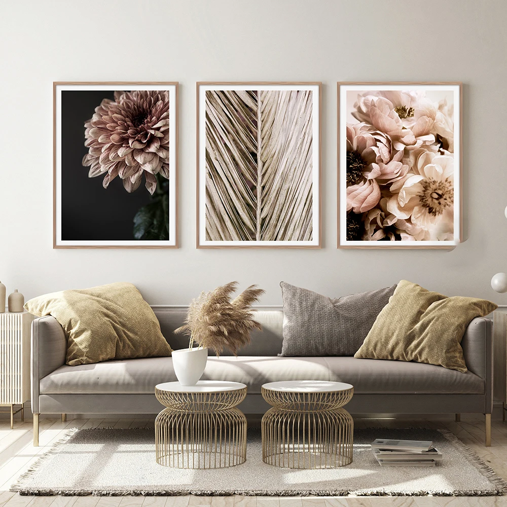 

Скандинавские пионы, картины на холсте, настенное искусство, листья, золотые цветы, плакаты и принты, печать в скандинавском стиле, декор для гостиной и дома