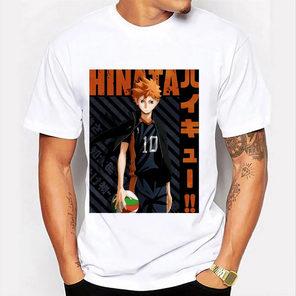 

Футболка Haikyuu с надписью Shouyou Hinata, летние футболки в стиле Харадзюку, мужские футболки большого размера с коротким рукавом и круглым вырезом,...