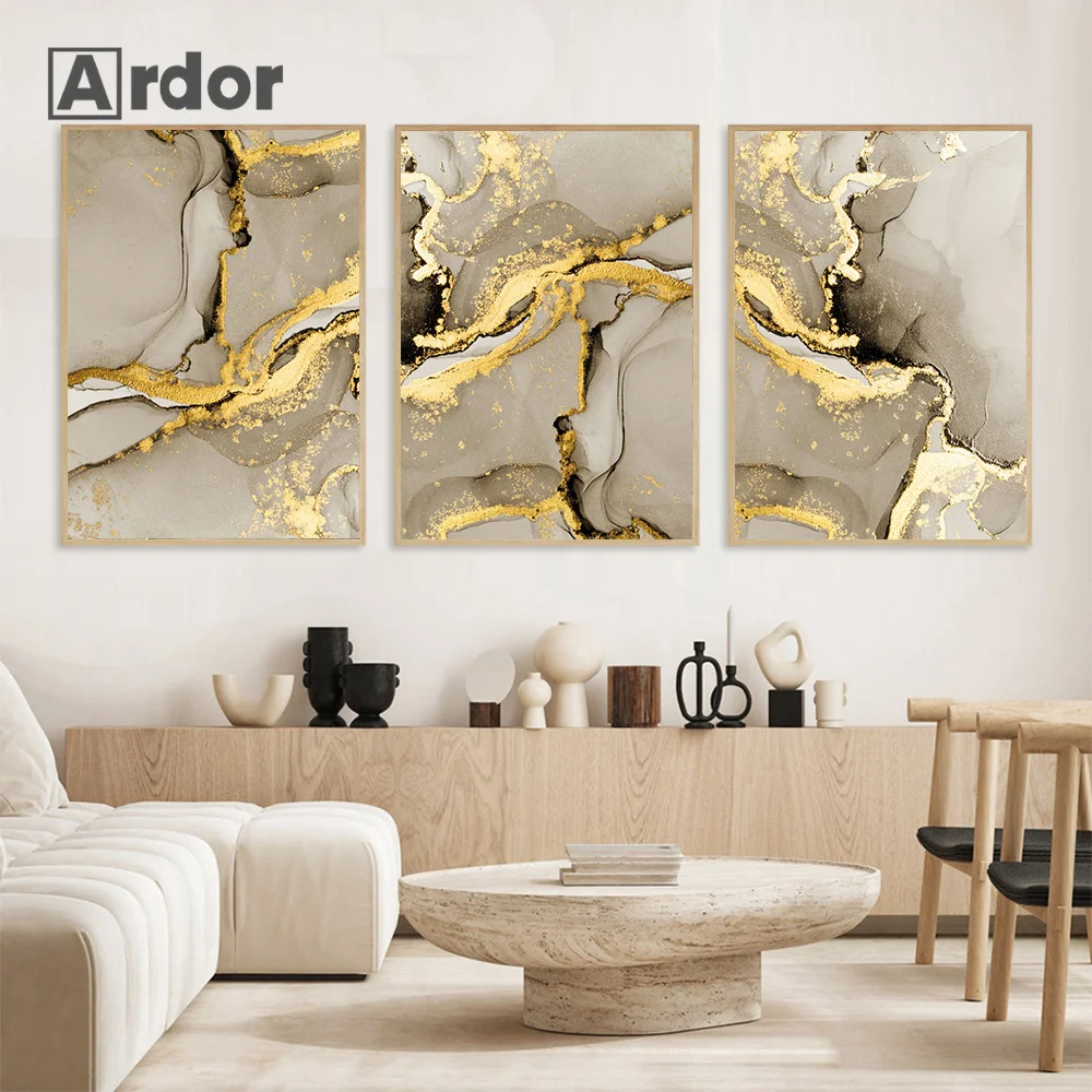 Скандинавский абстракт золотых мраморных линий текстурное настенное искусство