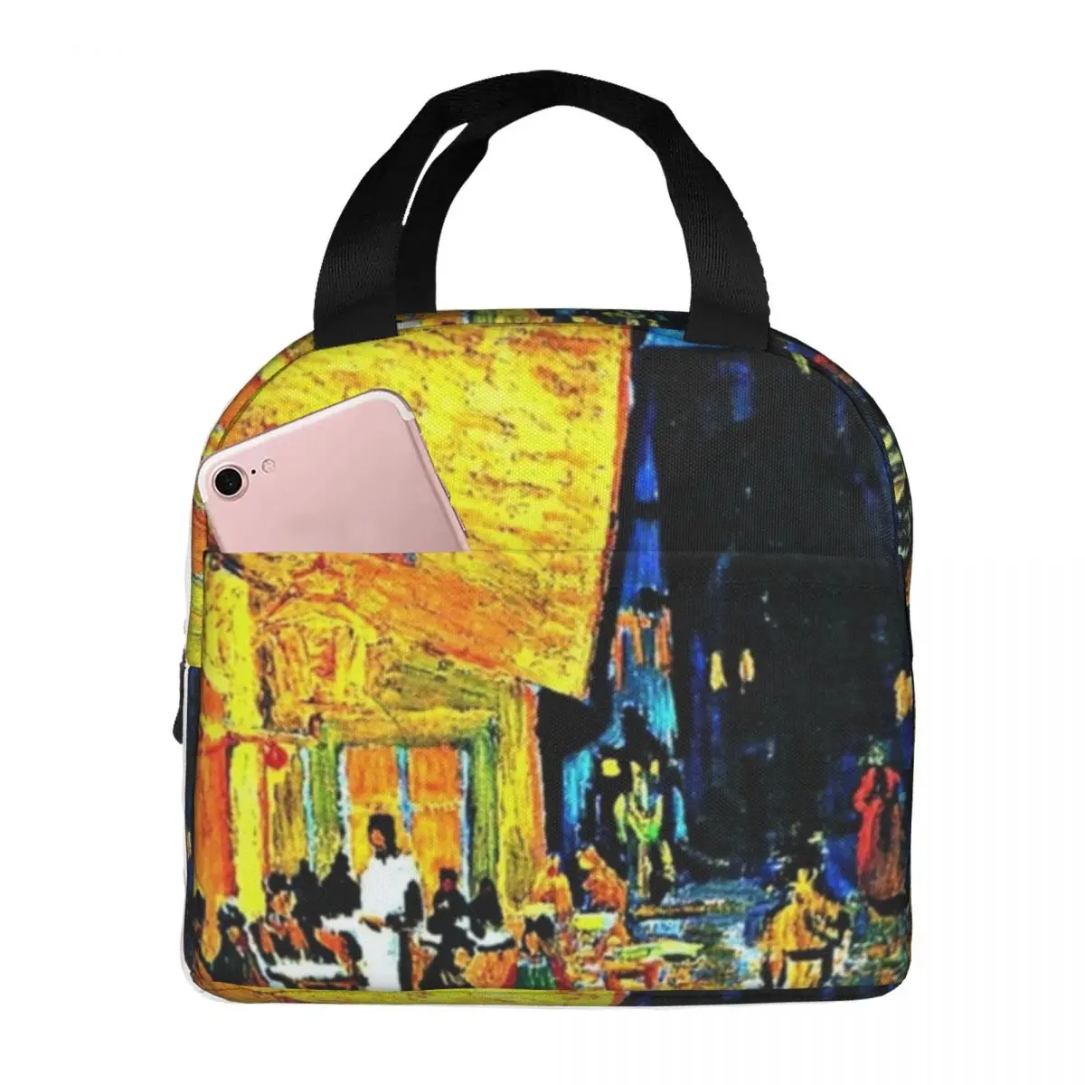 

Van Gogh Classic Lunch Bag with Handle Cafe Terrace Place du Forum Meal Cooler Bag Cute Clutch Refrigerator Thermal Bag