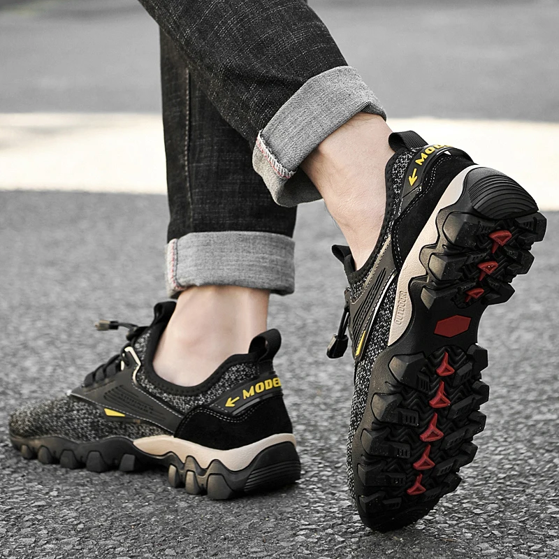 High Quality Men Hiking Shoes Breathable Soft Sneakers Male Sport Shoes Outdoor Rubber Camping Moutain Trekking Travel Mens Shoe