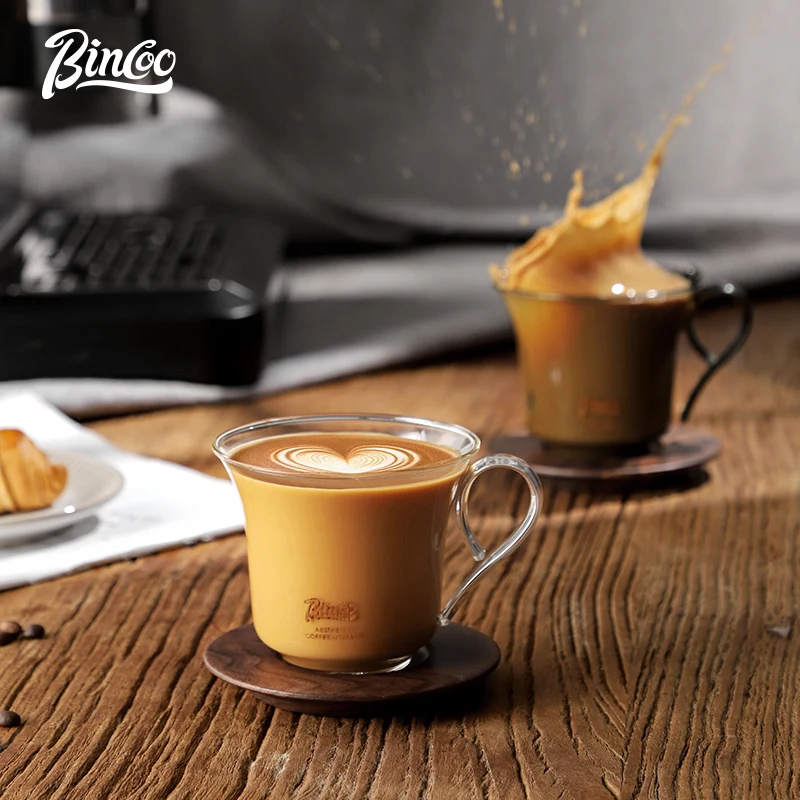 Стеклянная чашка для кофе Bincoo и блюдце с ручкой устойчивая к высоким