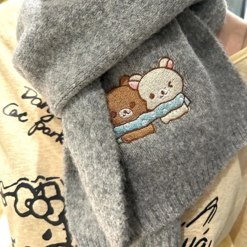 Теплый шарф Rilakkuma вязаный универсальный шерстяной для студентов можно
