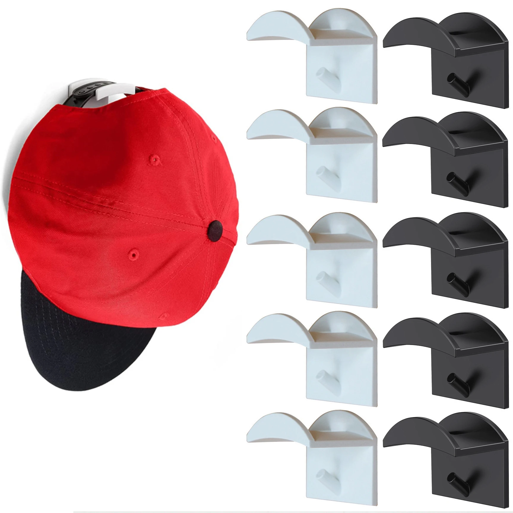 

4/10pcs Hat Holder Sticky Wall Mount Hook for Baseball Cap Casual Hat Storage Box No Drilling Paste Portable Door Closet Hanger