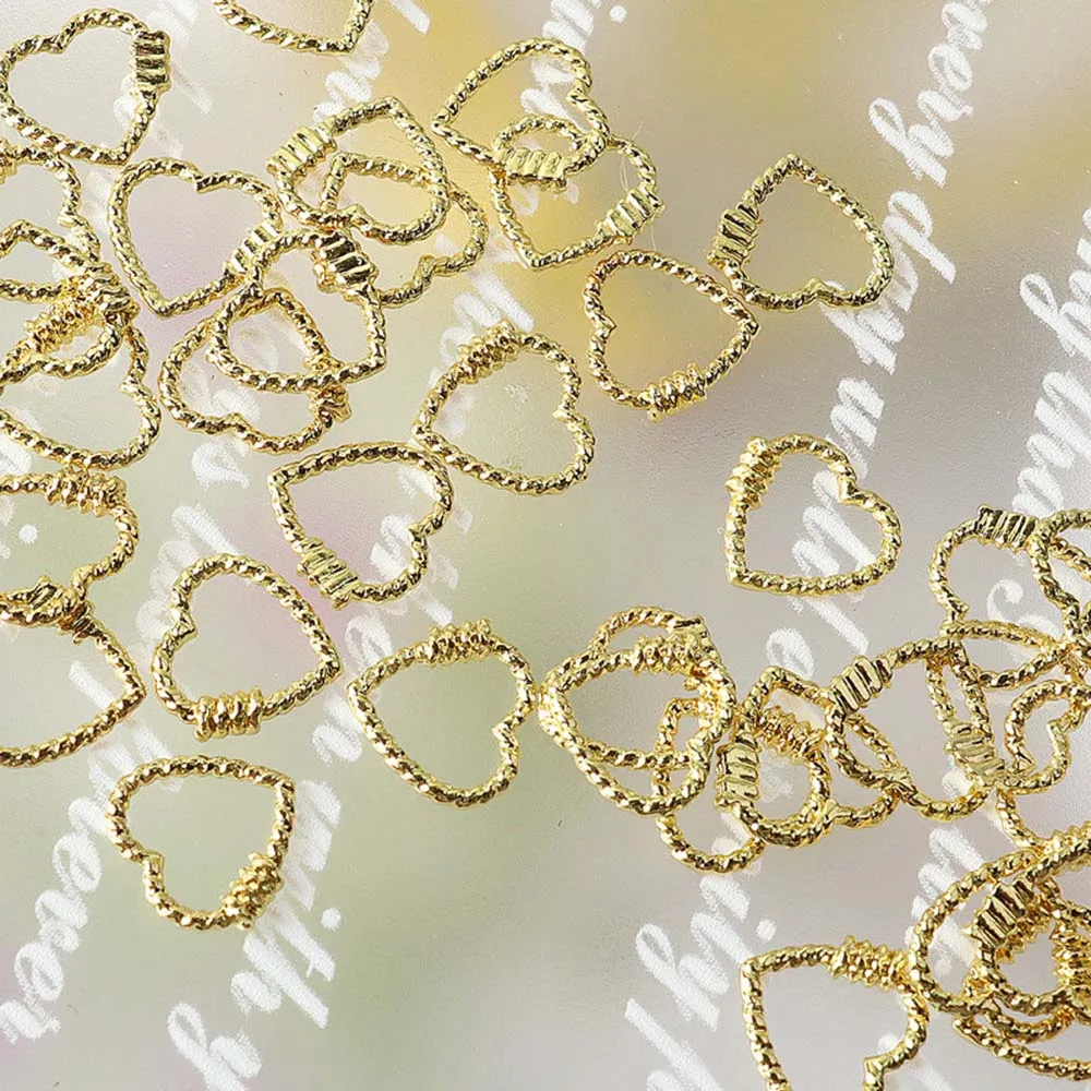 

Hollow DIY Nail Ornament Gold Heart Nail Charms Nail Decal Metal Ring Frame Nail Art Sticker