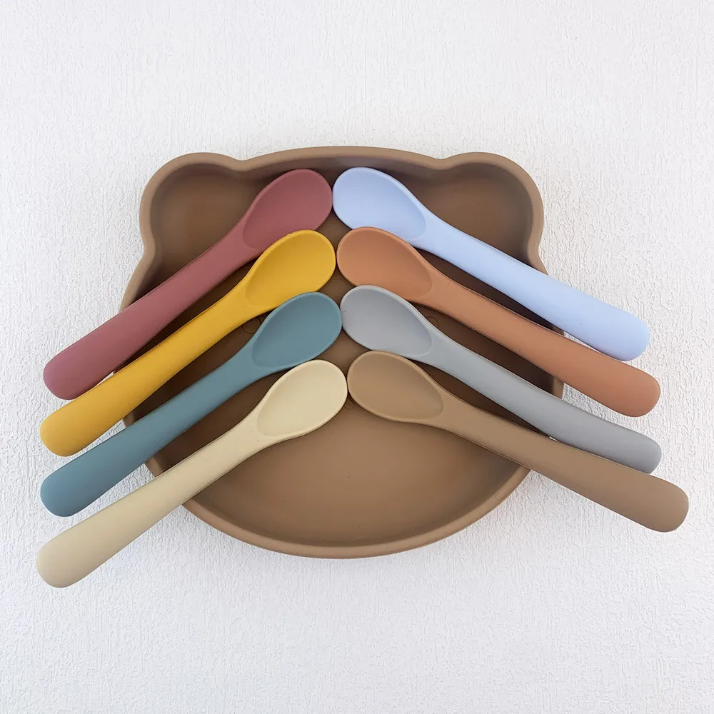 

Baby Soft Silicone Spoon Food-grade Silicone Children's Supplementary Feeding Training Spoon Long-handle Silicone Feeding Spoon