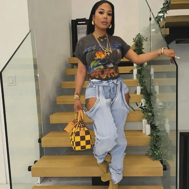 Sifreyr модные трендовые Асимметричные ажурные Брюки Модные пикантные с высокой