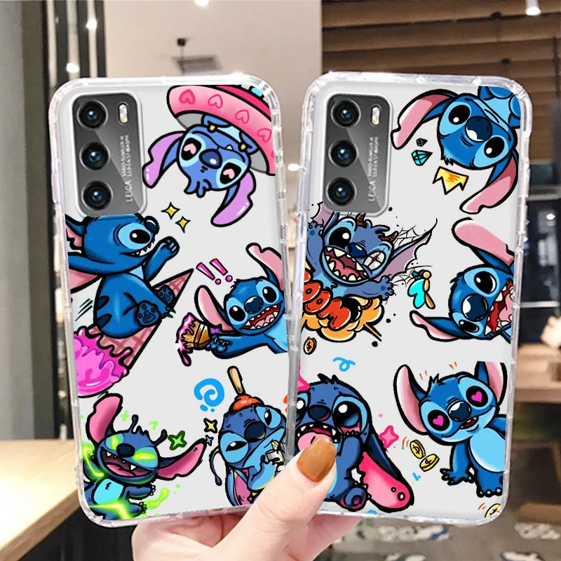 

Lilo Stitch Disney Cool Cute Phone Case For Huawei P50 P40 P30 P20 Lite Mate 50 Nova 10 Y90 Y61 Y70 Plus 9 Pro 5T Transparent