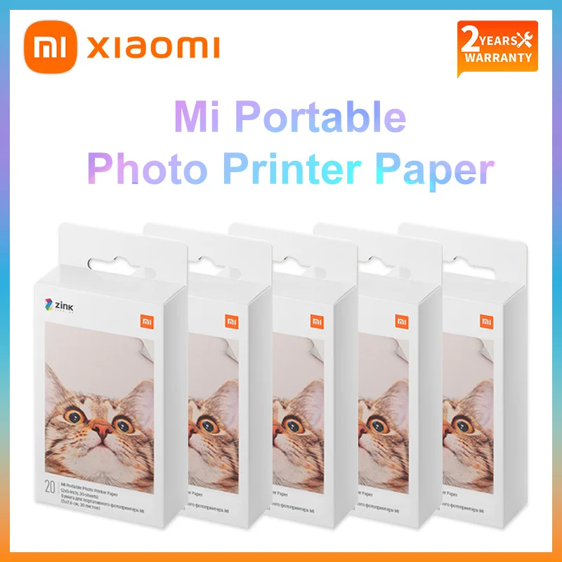 

Original Xiaomi ZINK Pocket Printer Paper Self-adhesive Photo Color Print 20/60/100/200 Sheets 3-inch Mini Sticker Design