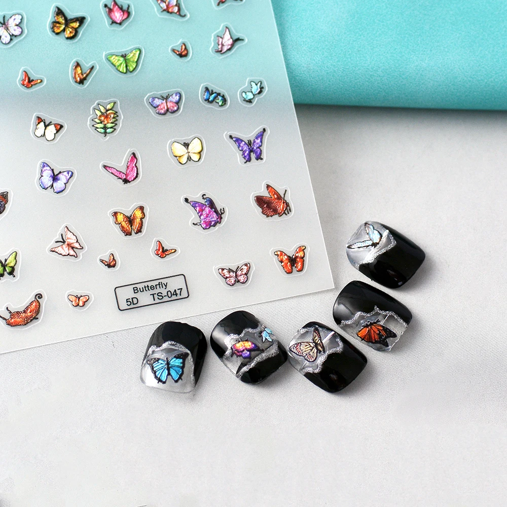 

Butterfly 5D Nail Sticker Embossed Vivid Decals For Nails Woman Nail Art Decoration TS-047