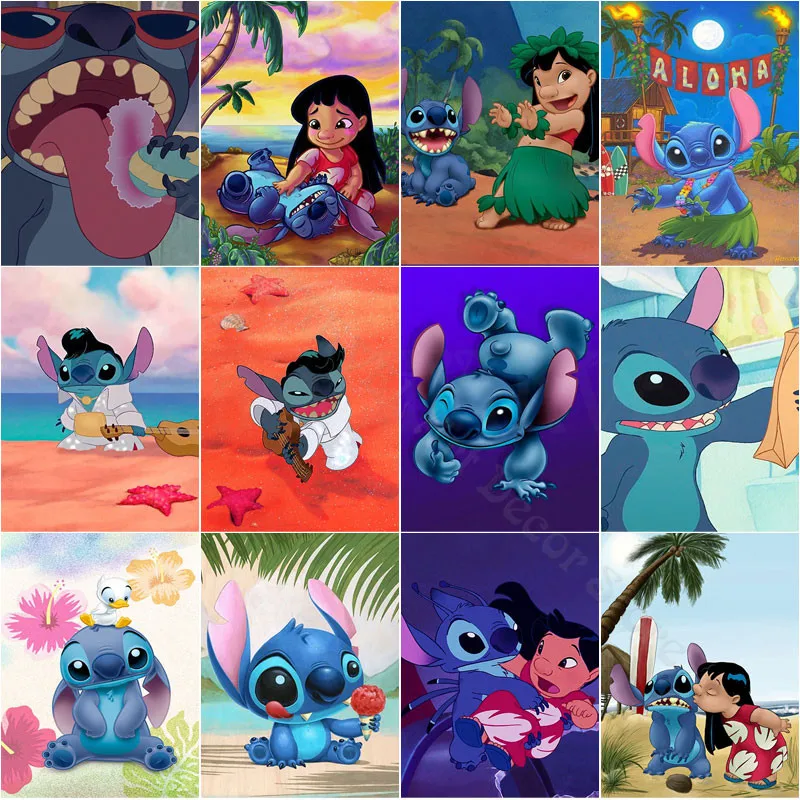 

Картина из страз «Лило и Ститч» Disney, мозаика с изгнанными стразами в космическом стиле, подарок ручной работы