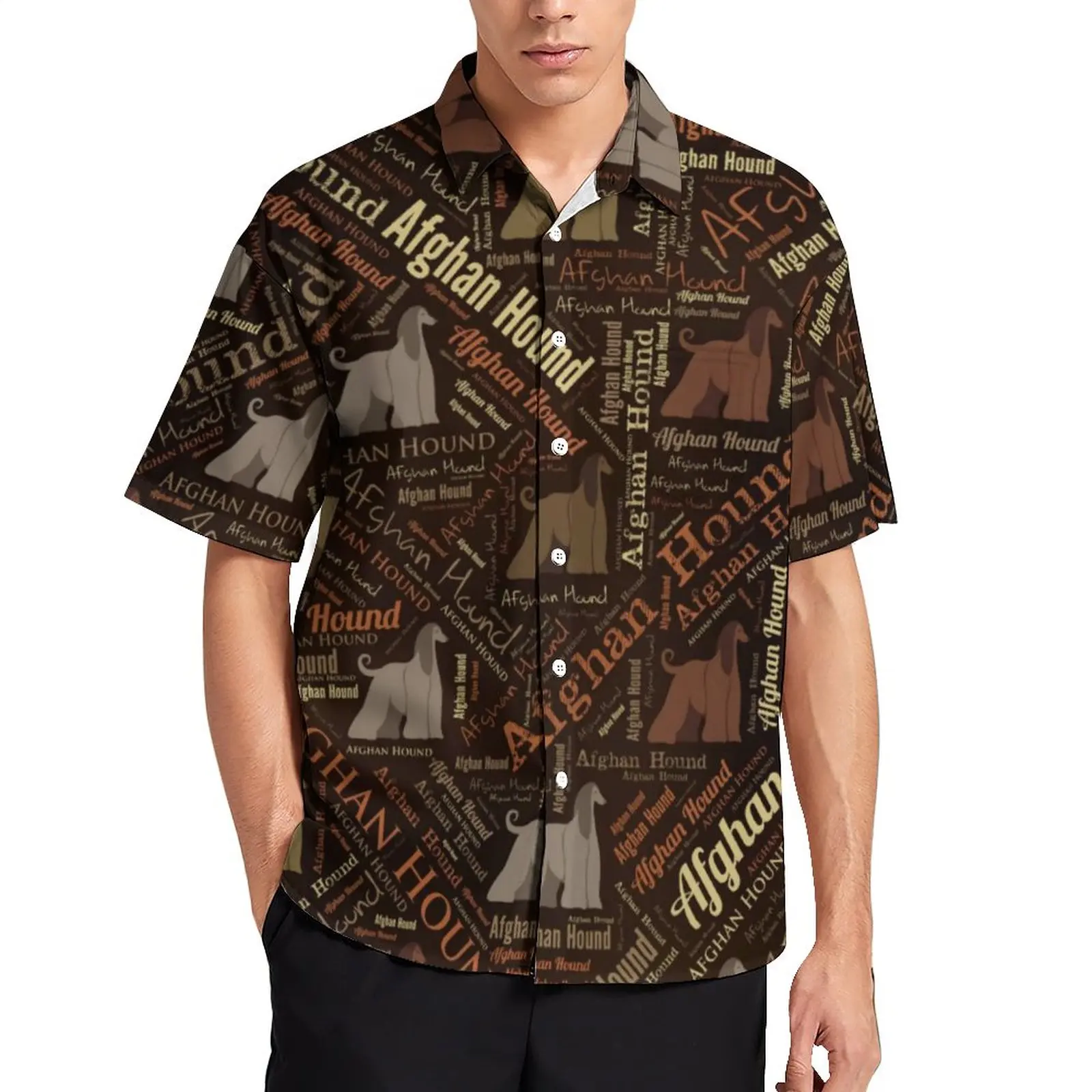

Word Art Casual Shirts Afghan Hound Beach Shirt Hawaiian Novelty Blouses Men Print Plus Size 4XL
