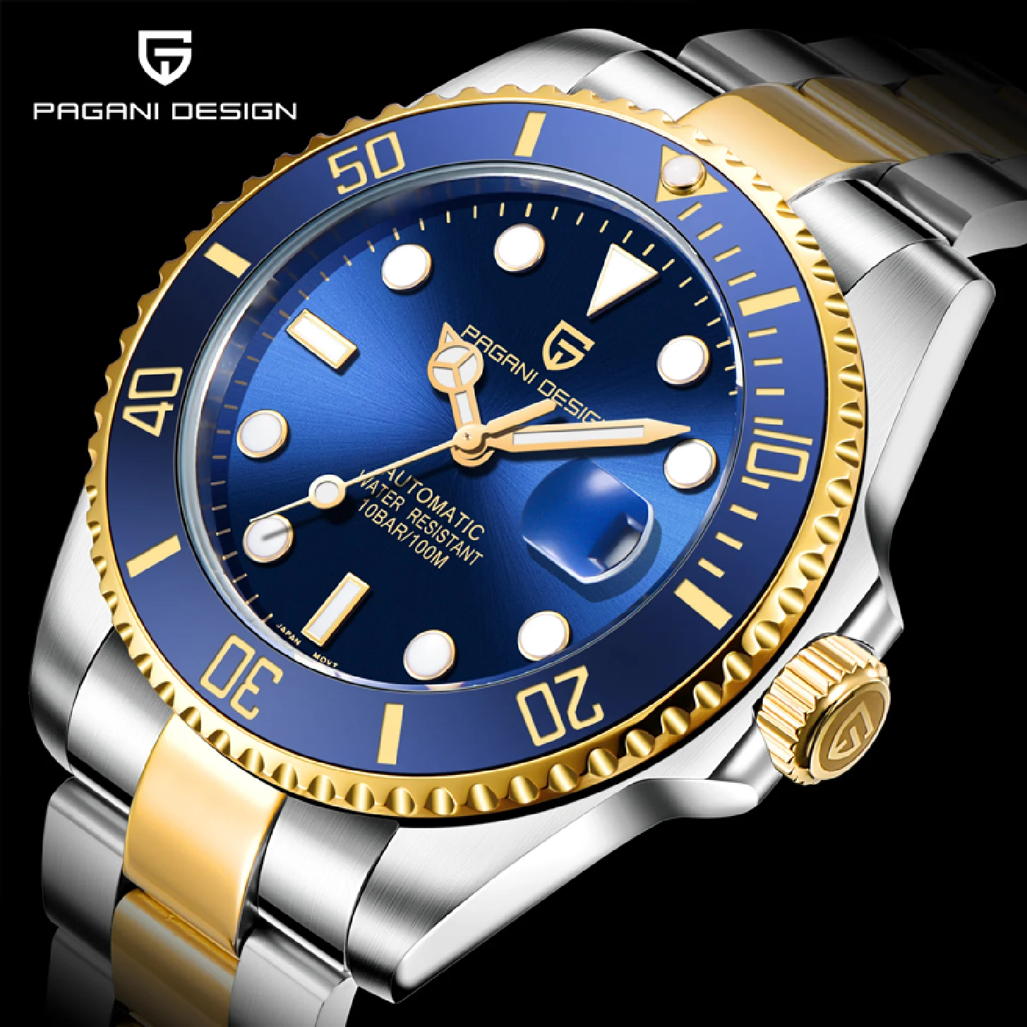 

Часы наручные PAGANI DESIGN Мужские механические, Роскошные водонепроницаемые золотистые автоматические, из нержавеющей стали, 2022