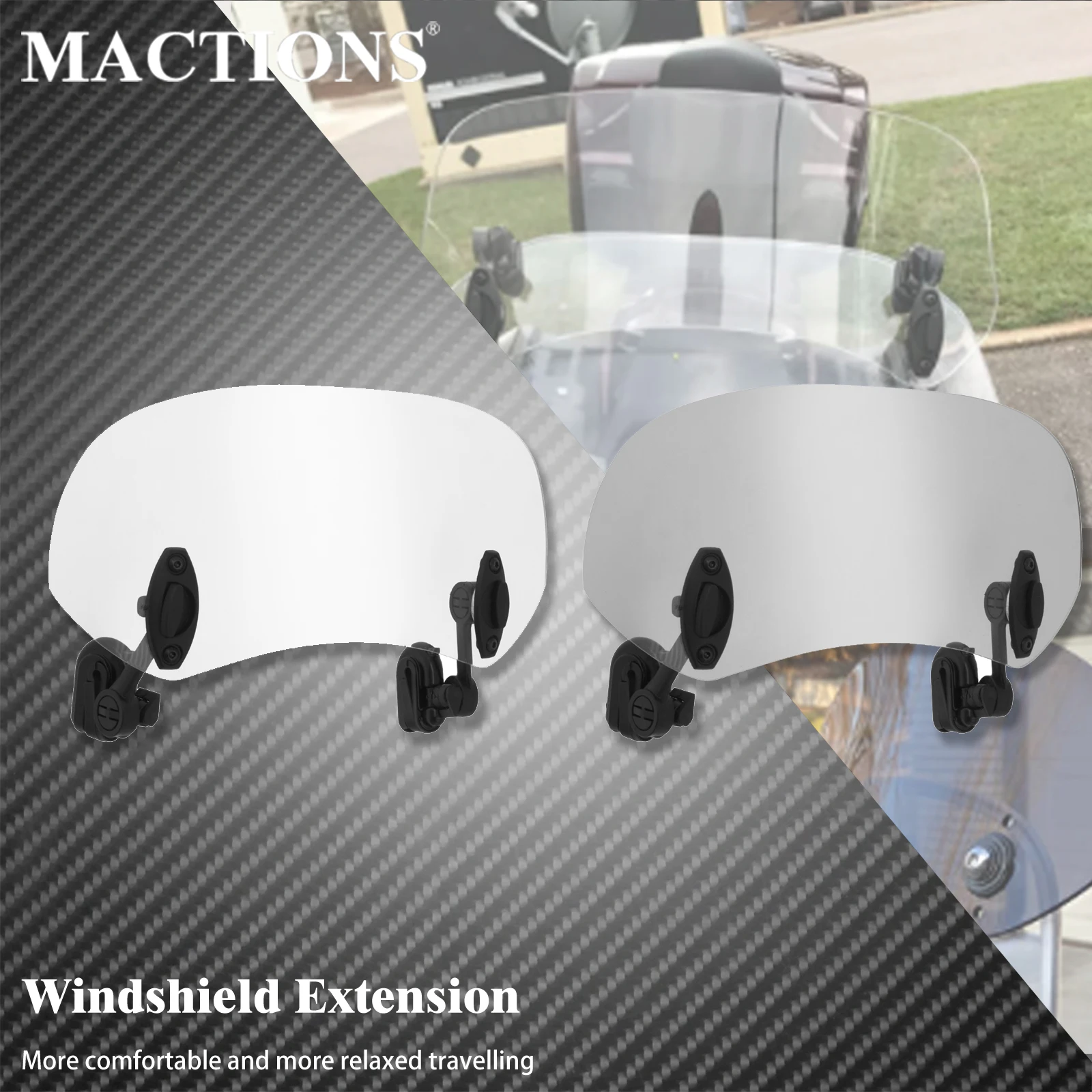 

Motorcycle 360mm Windshield Extension Adjustable Spoiler Clamp On Air Deflector Windscreen For Harley Dyna Touring For Kawasaki